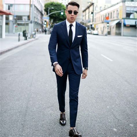 navy blue suit black shoes.